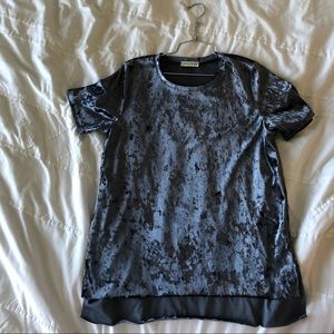 Cotton Bleu Velvet Crushed Shirt